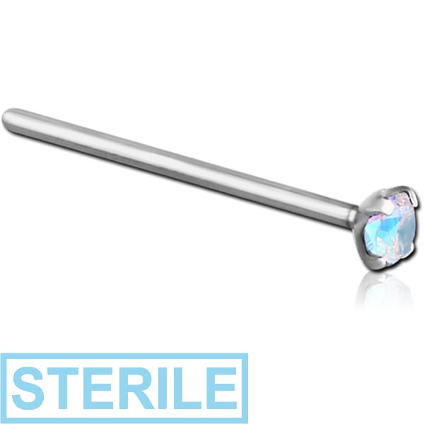 STERILE TITANIUM STRAIGHT PRONG SET 2.5 MM JEWELLED TITANIUM NOSE STUDS