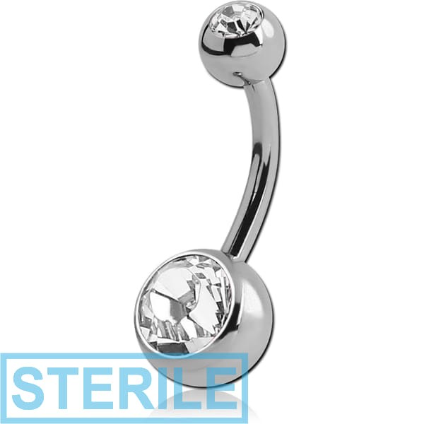 STERILE TITANIUM INTERNALLY THREADED DOUBLE OPITMA CRYSTAL JEWELLED NAVEL BANANA