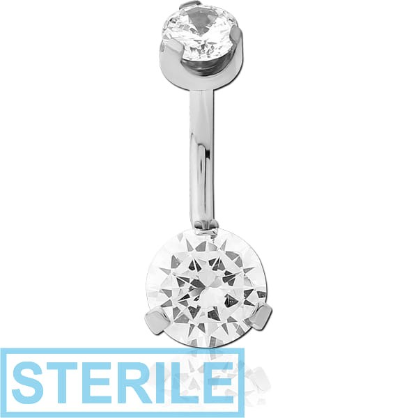 STERILE TITANIUM INTERNALLY THREADED DOUBLE JEWELLED NAVEL BANANA ATTCHMENT TOP - BOTTOM PRONG SET