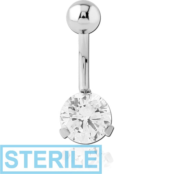 STERILE TITANIUM INTERNALLY THREADED PRONG SET JEWELLED NAVEL BANANA
