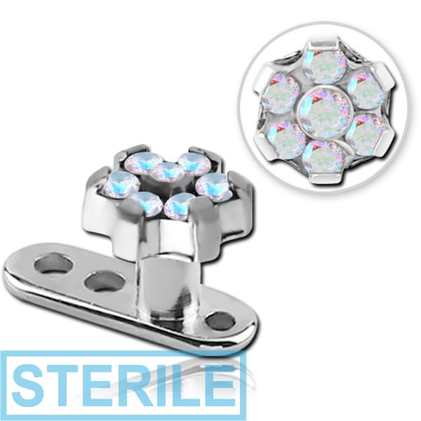 STERILE TITANIUM INTERNALLY THREADED DERMAL ANCHOR WITH TITANIUM JEWELLED ATTACHMENT - FLOWER