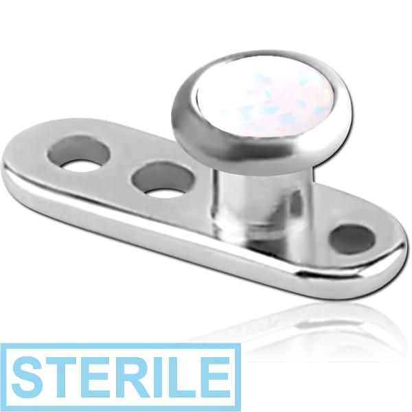 STERILE TITANIUM INTERNALLY THREADED DERMAL ANCHOR WITH SYNTHETIC OPAL JEWELLED DISC