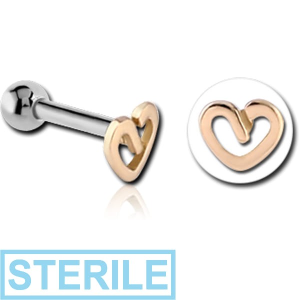 STERILE 14K GOLD ATTACHMENT WITH TITANIUM INTERNALLY THREADED MICRO BARBELL
