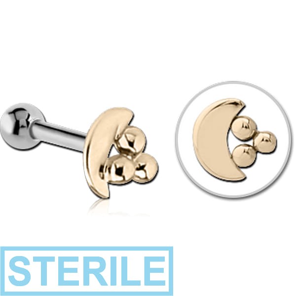 STERILE 14K GOLD ATTACHMENT WITH TITANIUM INTERNALLY THREADED MICRO BARBELL