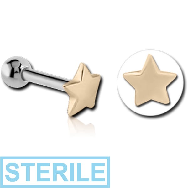 STERILE 14K GOLD JEWELLED ATTACHMENT WITH TITANIUM INTERNALLY THREADED MICRO BARBELL