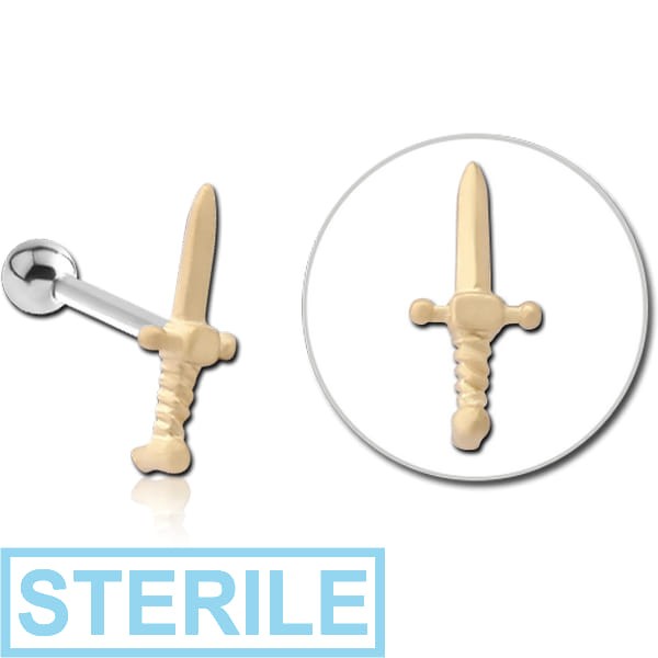 STERILE 14K GOLD JEWELLED ATTACHMENT WITH TITANIUM INTERNALLY THREADED MICRO BARBELL