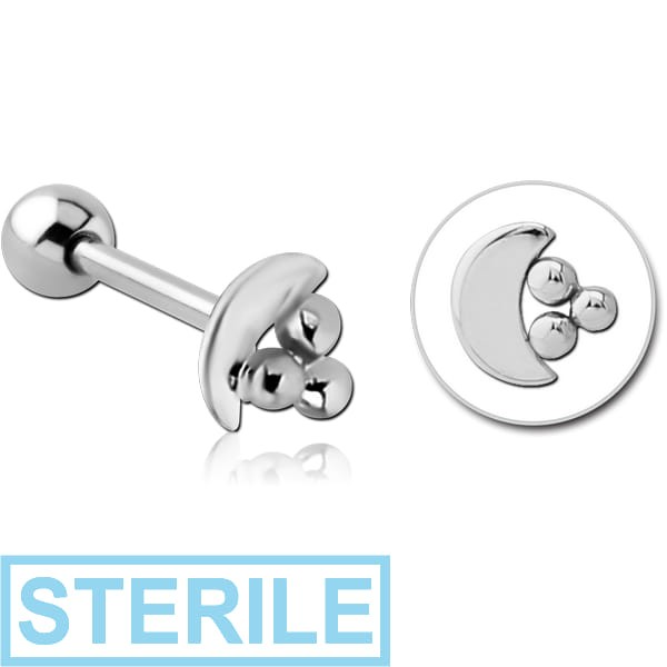 STERILE 14K WHITE GOLD JEWELLED ATTACHMENT WITH TITANIUM INTERNALLY THREADED MICRO BARBELL