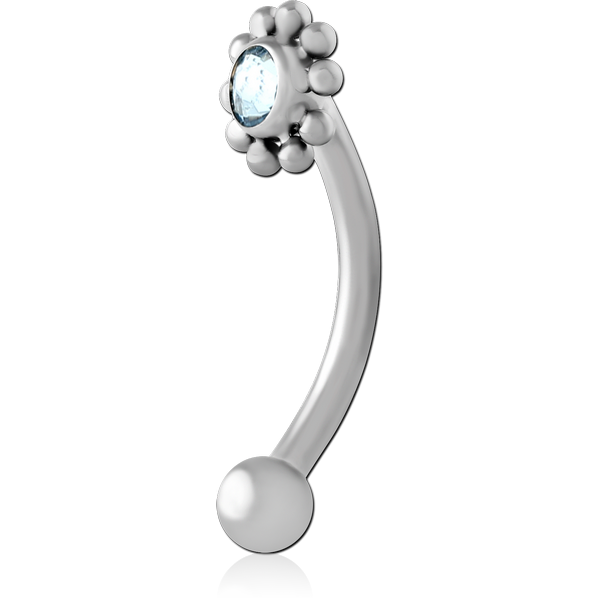 TITANIUM INTERNALLY THREADED JEWELLED MICRO CURVED BARBELL