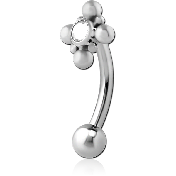 TITANIUM INTERNALLY THREADED JEWELLED MICRO CURVED BARBELL