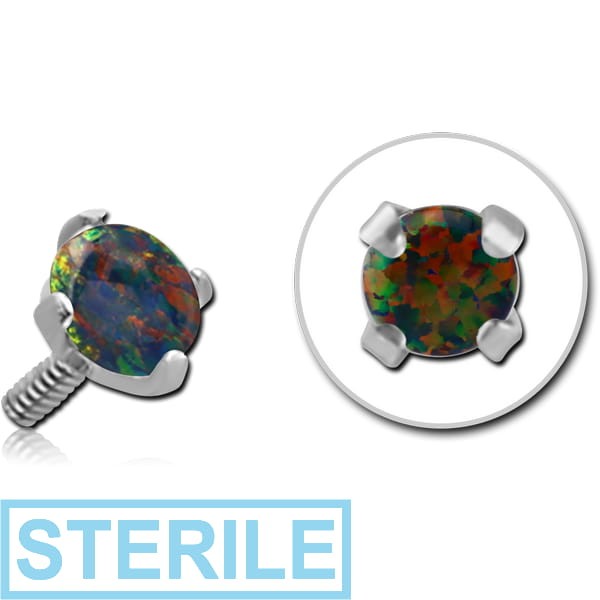 STERILE TITANIUM PRONG SET SYNTHETIC OPAL FOR 1.2MM INTERNALLY THREADED PINS - ROUND