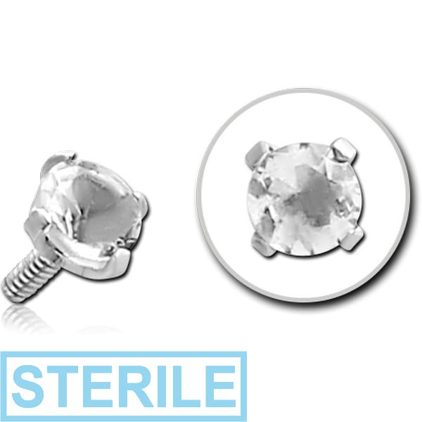STERILE TITANIUM PRONG SET JEWELLED FOR 1.6MM INTERNALLY THREADED PINS - ROUND