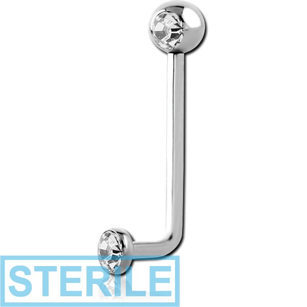 STERILE INTERNALLY THREADED TITANIUM SURFACE BARBELL WITH JEWELLED DISC AND JEWELLED TITANIUM BALL
