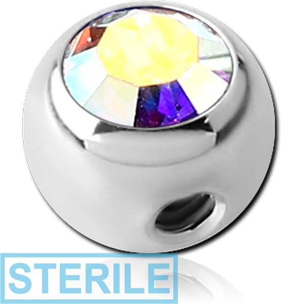 STERILE TITANIUM SIDE THREADED HIGH END CRYSTAL JEWELLED BALL