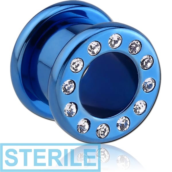 STERILE ANODISED TITANIUM JEWELLED ROUND-EDGE THREADED TUNNEL