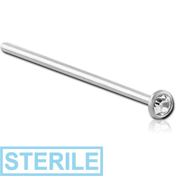STERILE TITANIUM HIGH END CRYSTAL JEWELLED STRAIGHT NOSE STUD 19MM