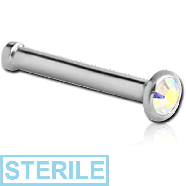 STERILE TITANIUM OPTIMA CRYSTAL JEWELLED NOSE BONE WITH SET STONE