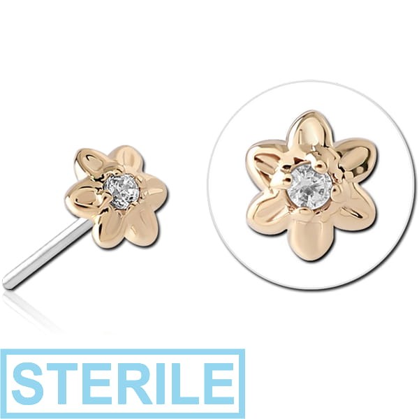 STERILE 14K GOLD JEWELLED ATTACHMENT TITANIUM THREADLESS PIN