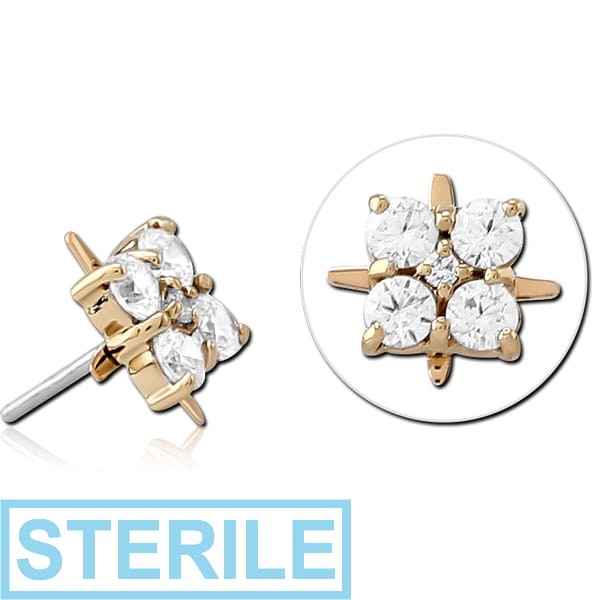 STERILE 14K GOLD JEWELLED ATTACHMENT TITANIUM THREADLESS PIN