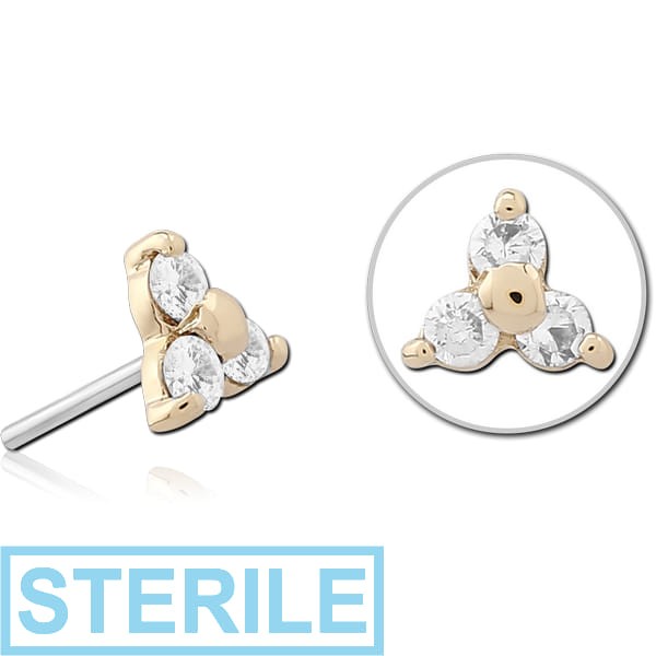 STERILE 14K GOLD JEWELLED ATTACHMENT TITANIUM THREADLESS PIN