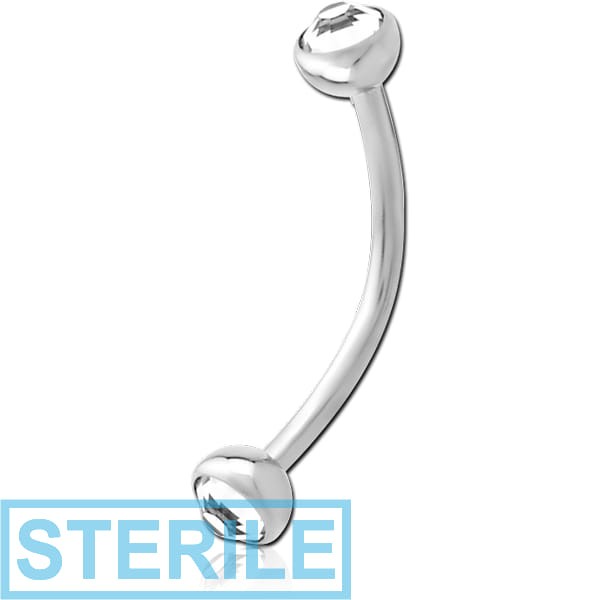 STERILE TITANIUM DOUBLE JEWELLED THREADLESS CURVED BARBELL