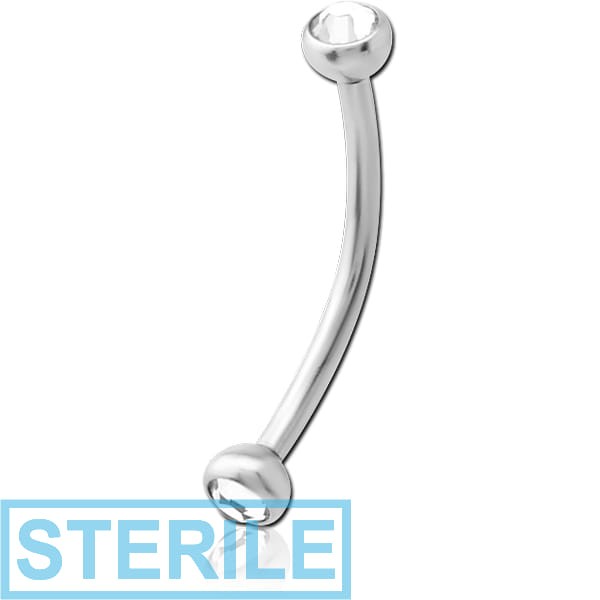 STERILE TITANIUM DOUBLE JEWELLED DISC THREADLESS CURVED BARBELL