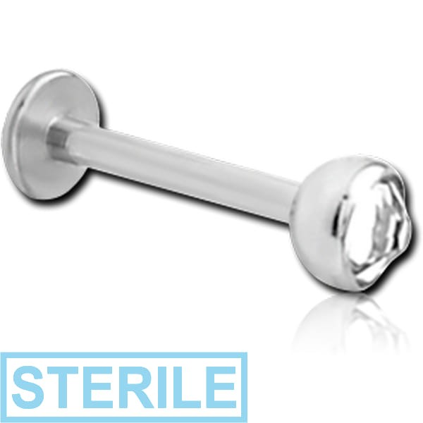 STERILE TITANIUM JEWELLED THREADLESS LABRET