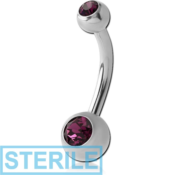 STERILE TITANIUM DOUBLE PREMIUM CRYSTAL JEWELLED MINI NAVEL BANANA