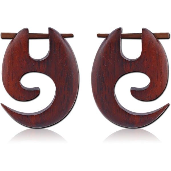 STERILE ORGANIC WOODEN STICK EARRING PAIR BLACK ROSE-WOOD-SONO