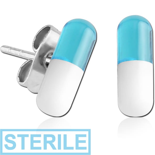 STERILE UV ACRYLIC CAPSULE EAR STUDS PAIR