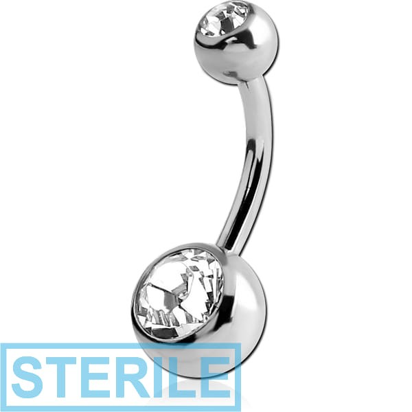 STERILE 14K WITH GOLD DOUBLE JEWELLED NAVEL BANANA