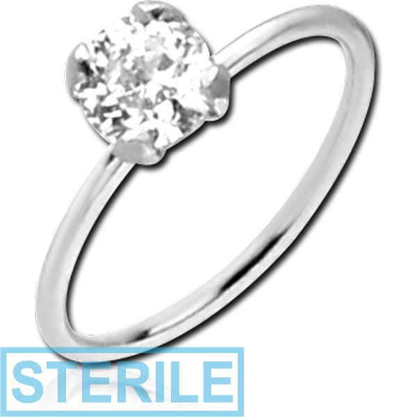 STERILE 14K WHITE GOLD SEAMLESS RING PRONG SET CZ