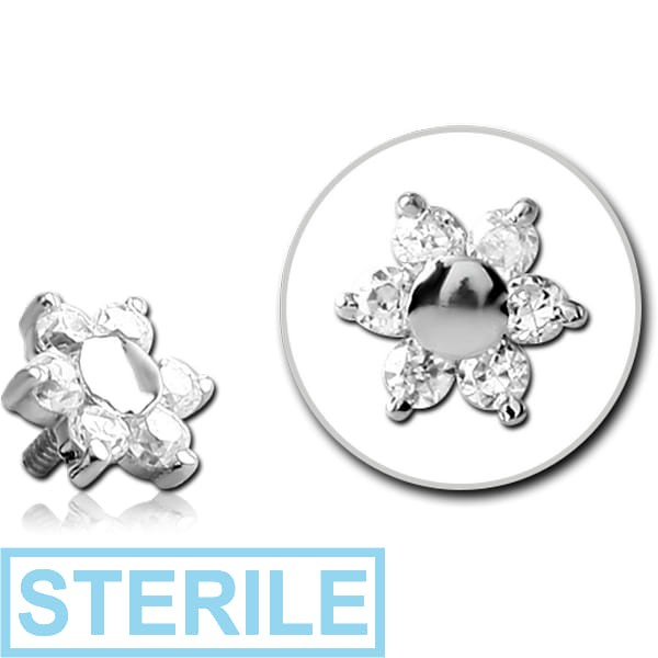 STERILE 14K WHITE GOLD JEWELLED ATTACHMENT FOR 1.2MM INTERNALLY THREADED PINS