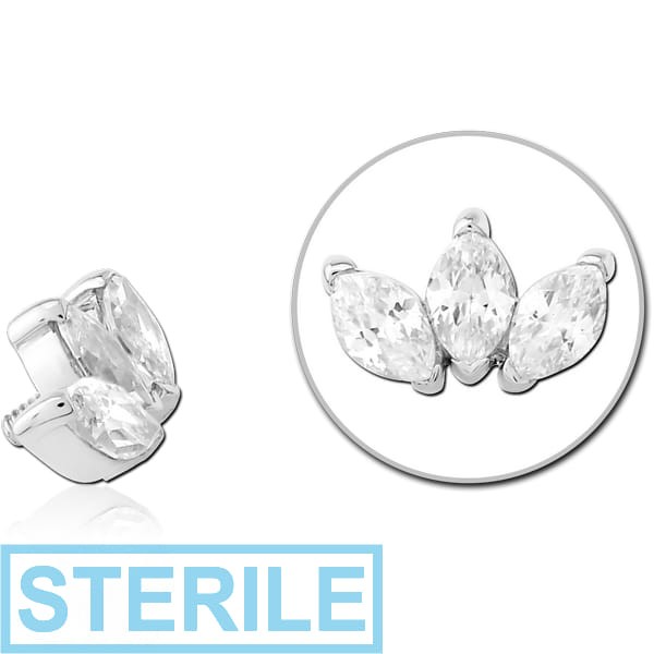 STERILE 14K WHITE GOLD JEWELLED ATTACHMENT FOR 1.2MM INTERNALLY THREADED PINS