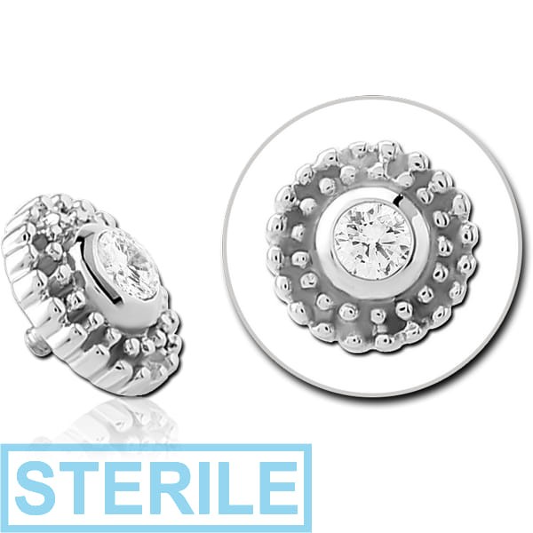 STERILE 14K WHITE GOLD JEWELLED ATTACHMENT FOR 1.2MM INTERNALLY THREADED PINS