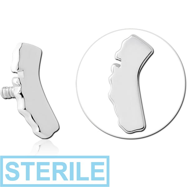 STERILE 14K WHITE GOLD ATTACHMENT FOR 1.2MM INTERNALLY THREADED PINS