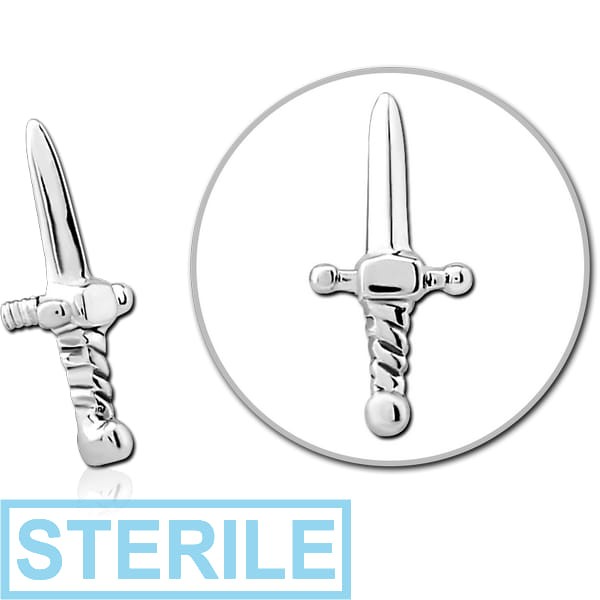 STERILE 14K WHITE GOLD ATTACHMENT FOR 1.2MM INTERNALLY THREADED