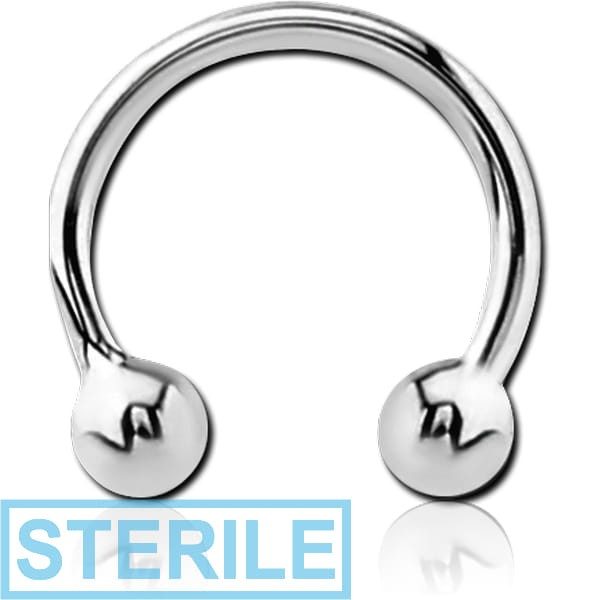 STERILE 14K WHITE GOLD MICRO CIRCULAR BARBELL WITH HOLLOW BALL