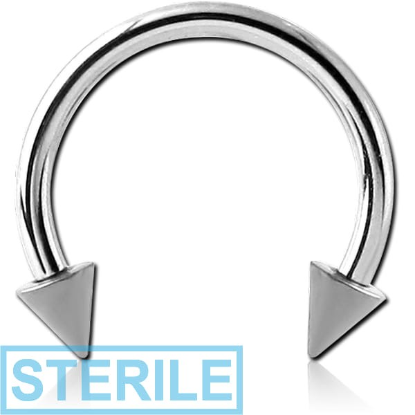 STERILE 14K WHITE GOLD MICRO CIRCULAR BARBELL WITH CONES
