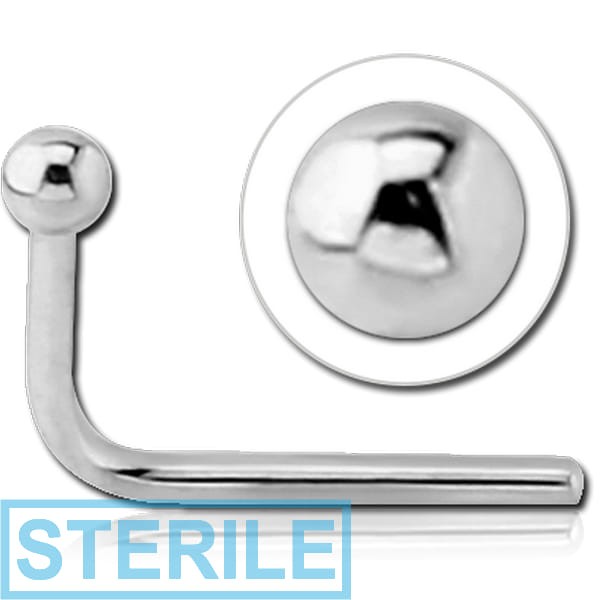 STERILE 14K WHITE GOLD 90 DEGREE NOSE STUD