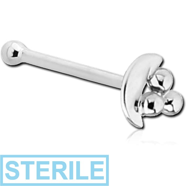 STERILE 14K WHITE GOLD NOSE BONE - TRIPLE