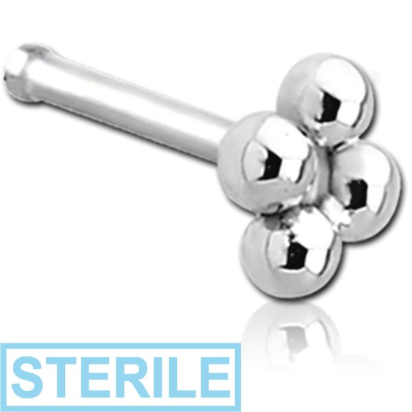 STERILE 14K WHITE GOLD NOSE BONE - FLOWER