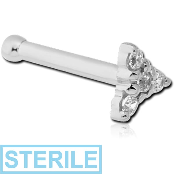 STERILE 14K WHITE GOLD JEWELLED NOSE BONE - TRINITY