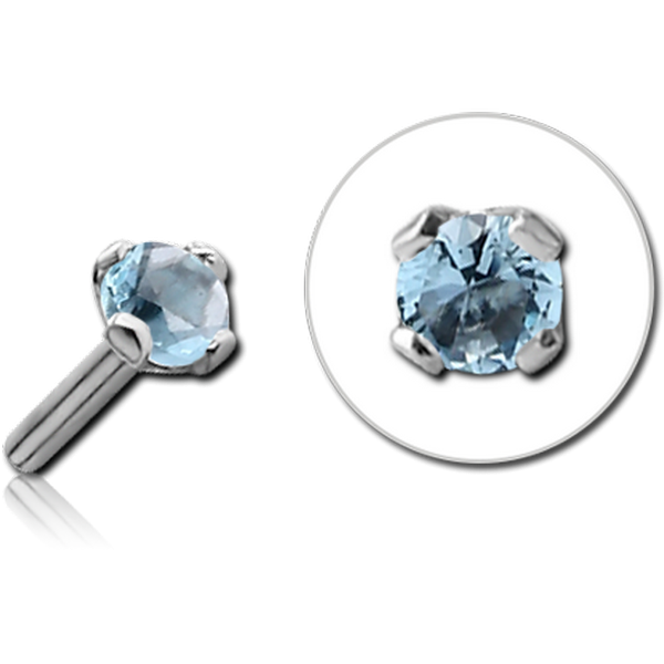 18K WHITE GOLD PRONG SET JEWELLED PUSH FIT ATTACHMENT FOR BIOFLEX INTERNAL LABRET