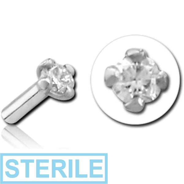 STERILE 18K WHITE GOLD PRONG SET DIAMOND PUSH FIT ATTACHMENT FOR BIOFLEX INTERNAL LABRET