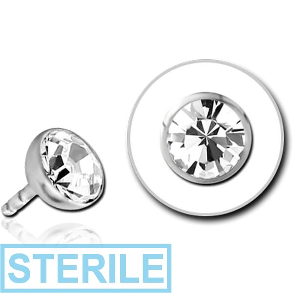 STERILE 18K WHITE GOLD JEWELLED PUSH FIT ATTACHMENT FOR BIOFLEX INTERNAL LABRET