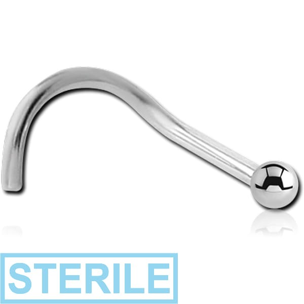 STERILE 18K WHITE GOLD CURVED NOSE STUD