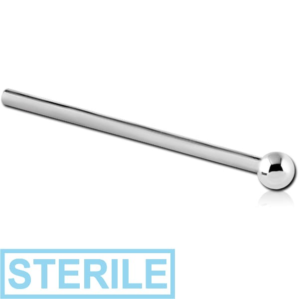 STERILE 18K WITHE GOLD STRAIGHT NOSE STUD