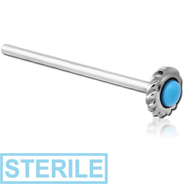 STERILE 18K WHITE GOLD JEWELLED STRAIGHT NOSE STUD