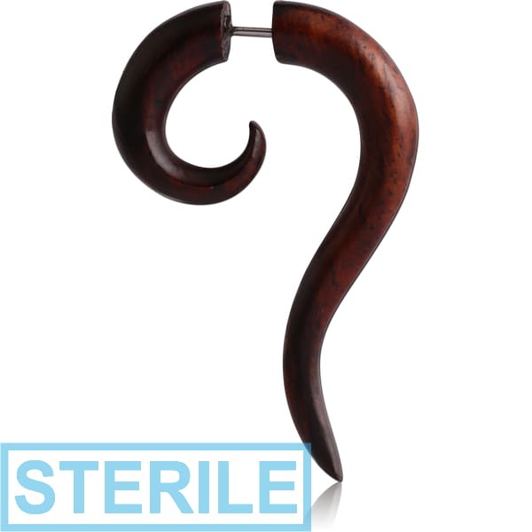 STERILE ORGANIC WOODEN FAKE PIERCING BLACK ROSE WOOD-SONO