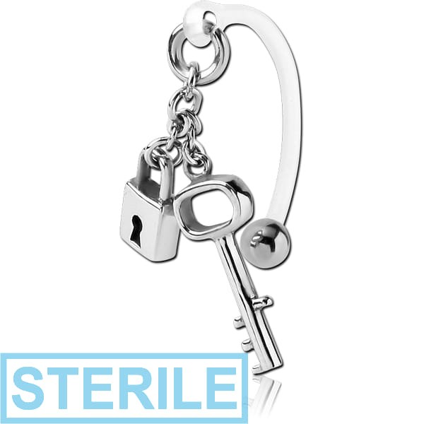 STERILE BIOFLEX VERTICAL HOOD BANANAS WITH SURGICAL STEEL CHARMS - CAN BE CUT TO SIZE